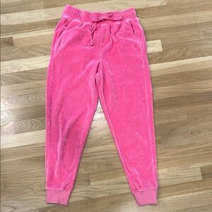 Caslon Pink Velour Track Pants with Elastic Cuffs